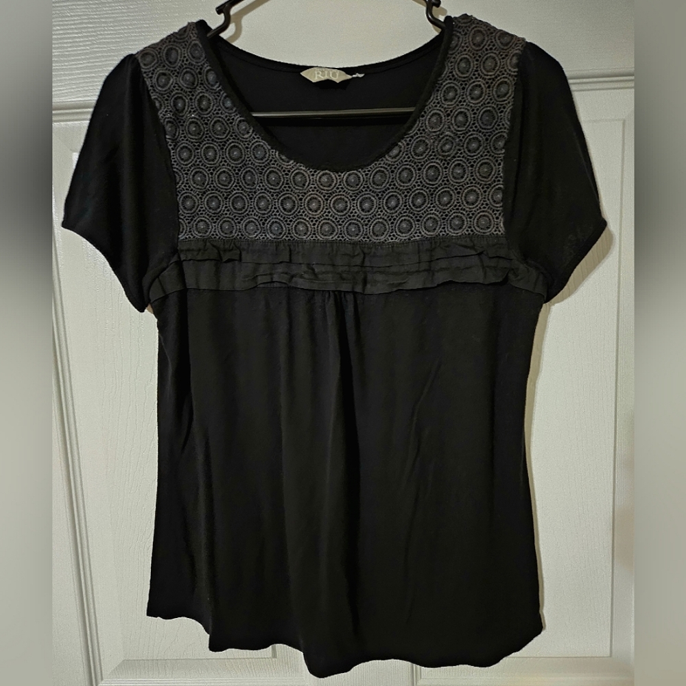 Jacqueline Riu Black and Gray Top, Sz M